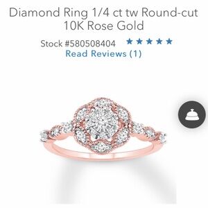 Kay Jewelers 10K Rose Gold and Diamond Ring size 4.25